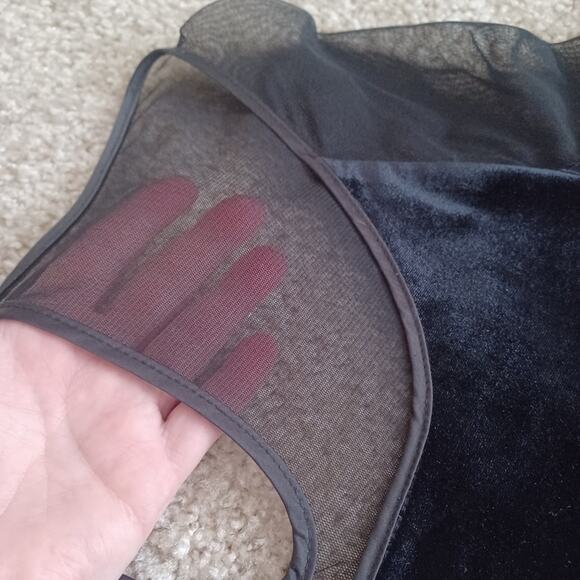 Bardot Velvet Mini Dress Mesh Back & Cut Outs Black 6 - Picture 8 of 14